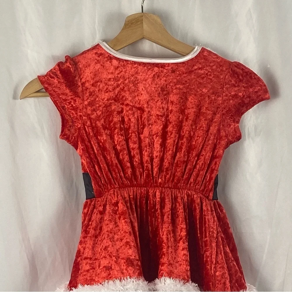 AME Festive Red and White Christmas Santa Dress Girl Kids Costume Size XS 4/5